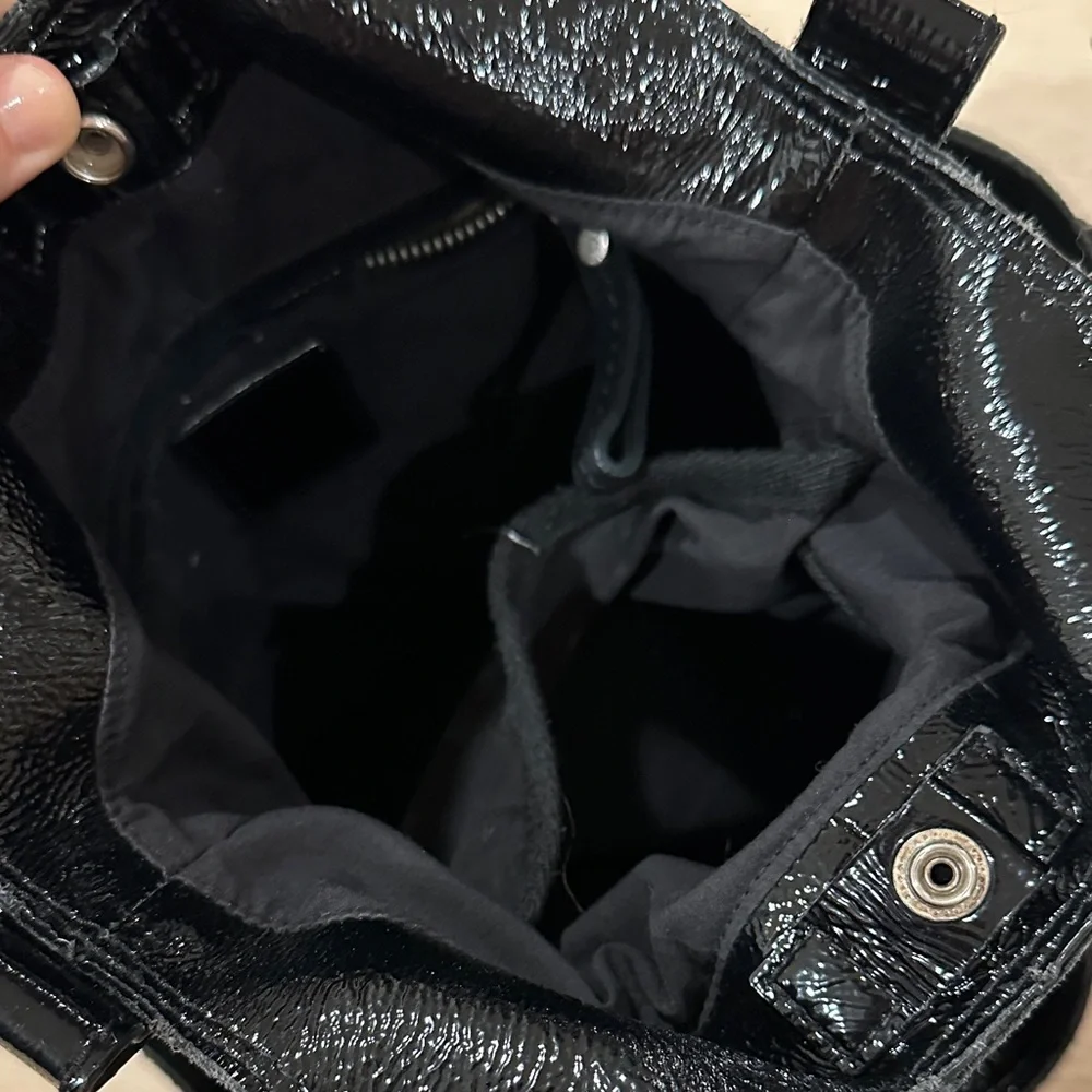 Lucky Brand Black suede patent Hobo Bag tote bag purse